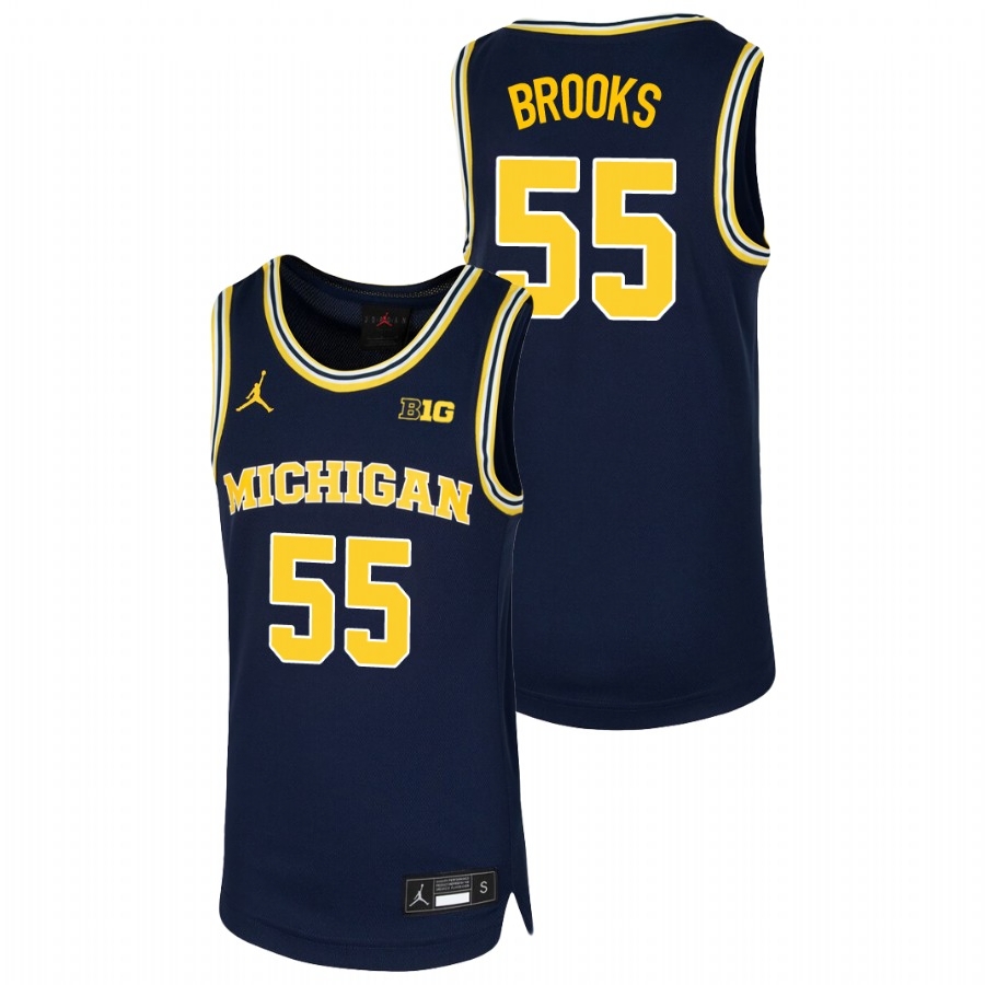 Michigan Wolverines Youth NCAA Eli Brooks #55 Navy Replica College Basketball Jersey IHD8449RG